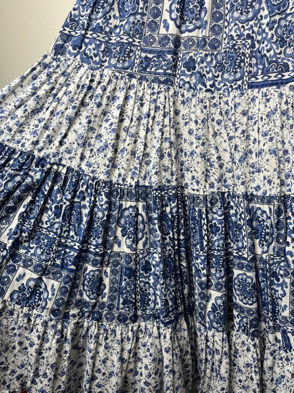 NWT Abercrombie & Fitch Twist-Front Tiered Maxi Dress Blue and White - Size XS